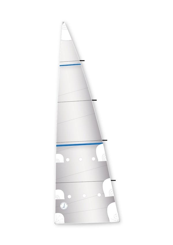 Storsejl med gennemgående sejlpinde-diagram