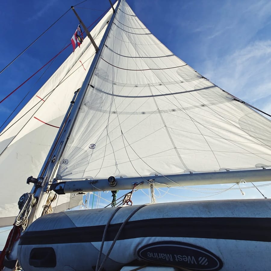 Mainsail set under sail